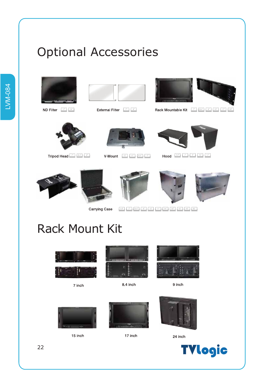 Optional accessories rack mount kit | TVLogic LVM-084 User Manual | Page 22 / 24