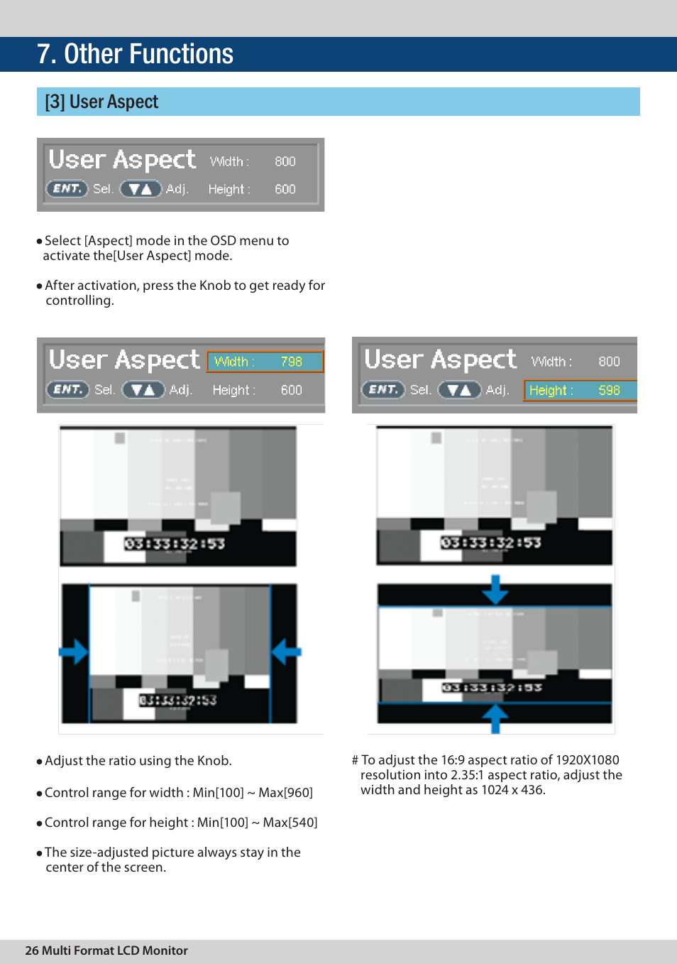 Other functions, 3] user aspect | TVLogic LVM-091W-3G User Manual | Page 26 / 40