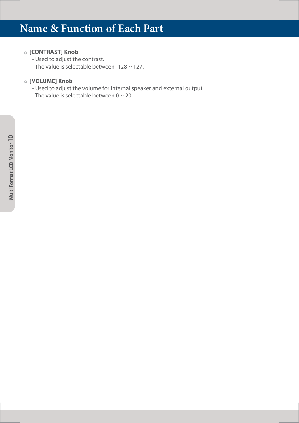 Name & function of each part | TVLogic LVM-091W-M User Manual | Page 10 / 40