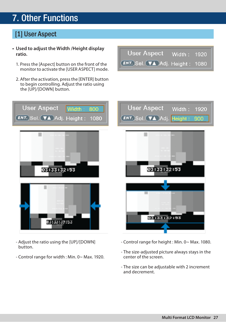 Other functions, 1] user aspect | TVLogic LVM-095W-N User Manual | Page 27 / 40