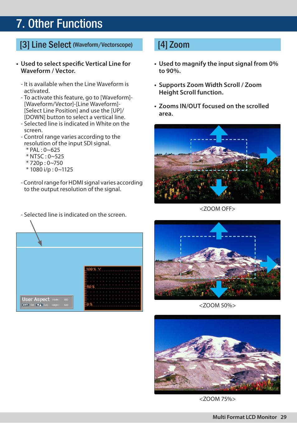 Other functions, 3] line select, 4] zoom | TVLogic LVM-095W-N User Manual | Page 29 / 40