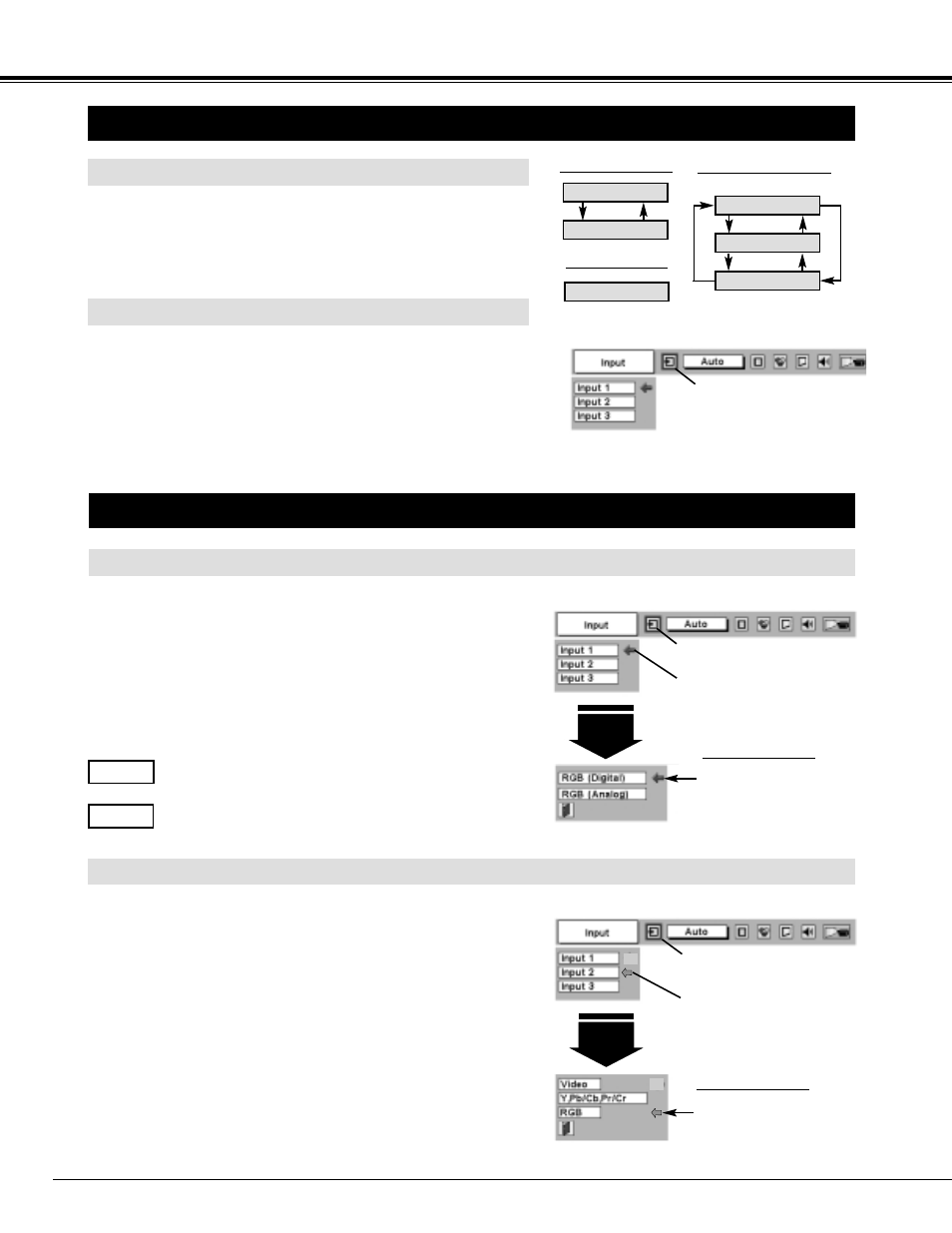 22 computer input, Selecting computer system, 2selecting input source | Menu operation, Direct operation | Christie Digital Systems 38-VIV204-01 User Manual | Page 22 / 44