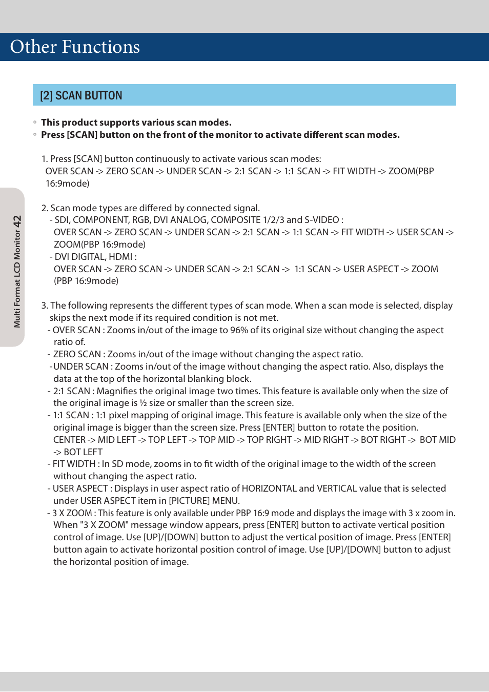 Other functions, 2] scan button | TVLogic LVM-173W-3G User Manual | Page 42 / 56