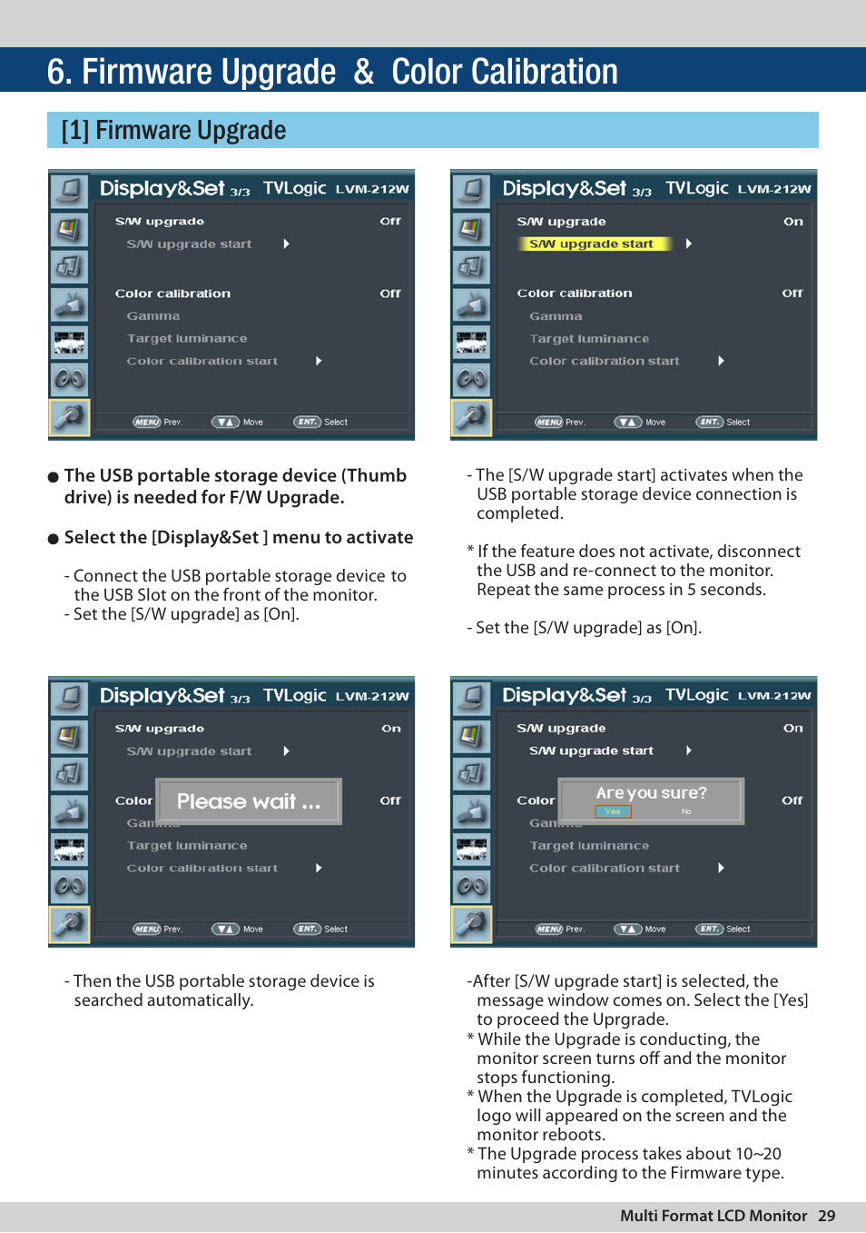 Firmware upgrade & color calibration, 1] firmware upgrade | TVLogic LVM-174W User Manual | Page 29 / 48
