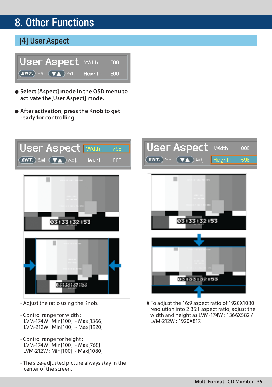 Other functions, 4] user aspect | TVLogic LVM-174W User Manual | Page 35 / 48