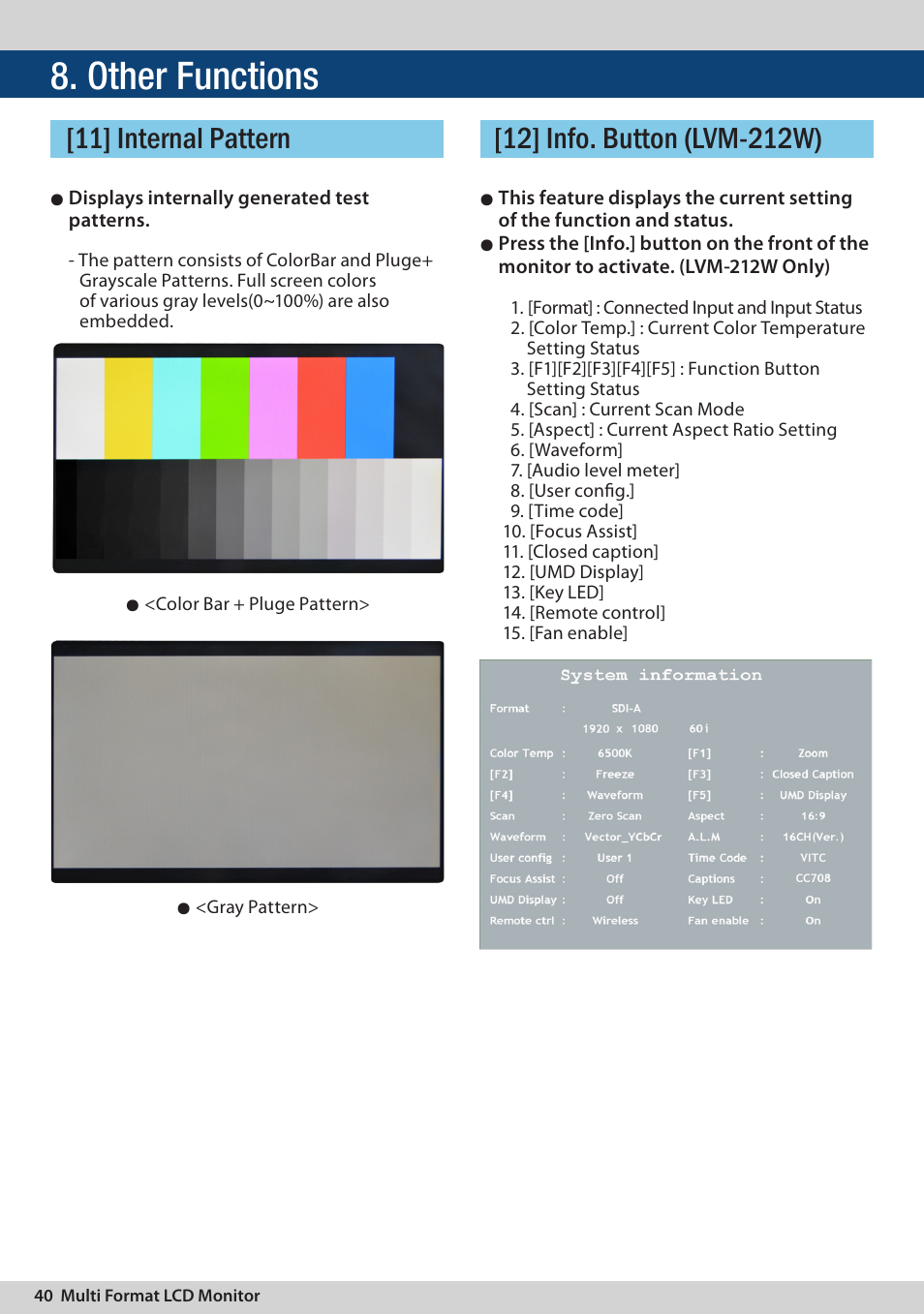 Other functions | TVLogic LVM-174W User Manual | Page 40 / 48