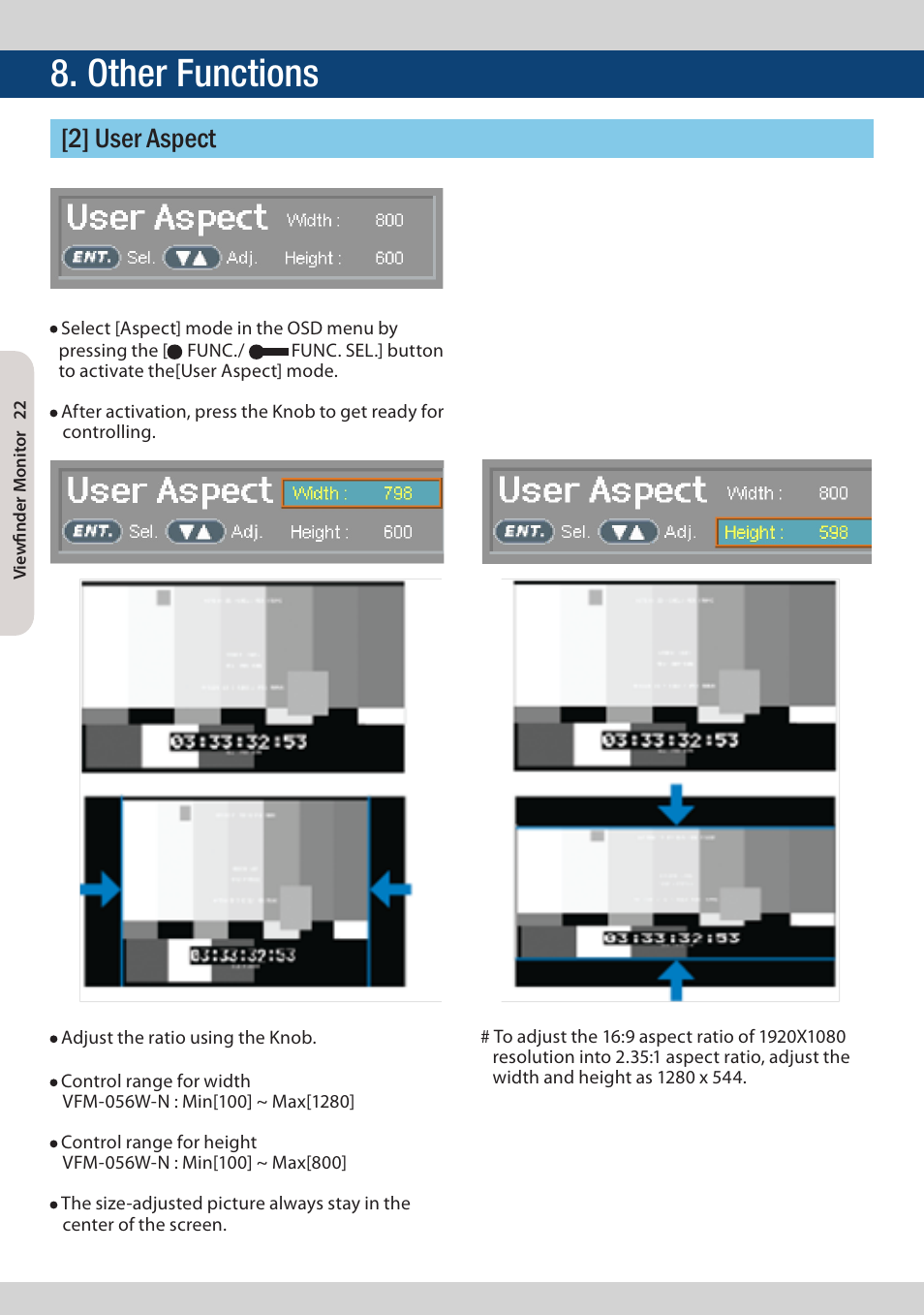 Other functions, 2] user aspect | TVLogic VFM-056W User Manual | Page 22 / 32