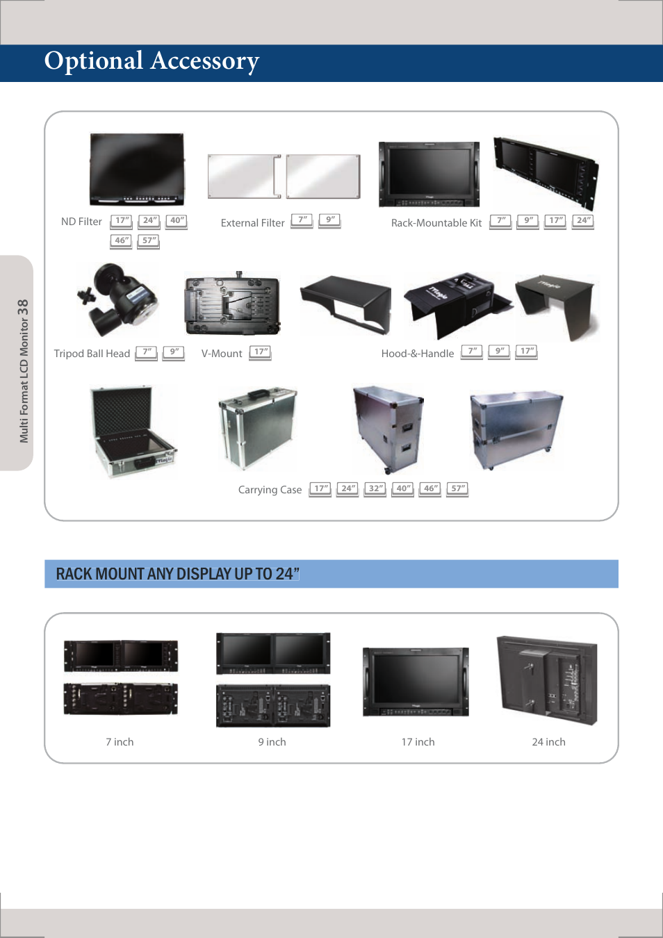 Optional accessory, Rack mount any display up to 24 | TVLogic XVM-245W-N User Manual | Page 38 / 40