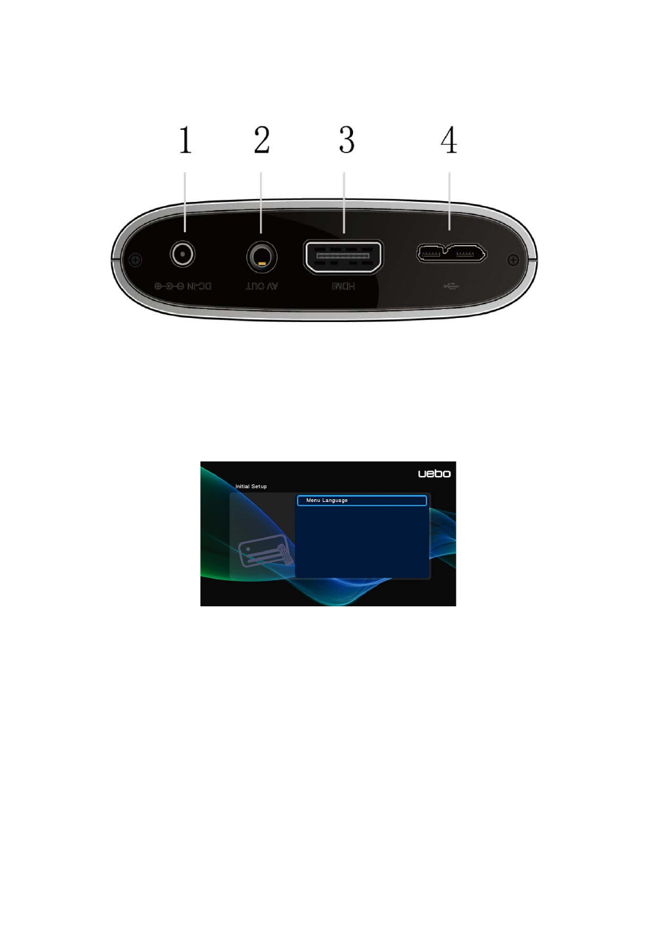 11 back panel, 12 menu language | UEBO M100 Portable 1080p User Manual | Page 10 / 33