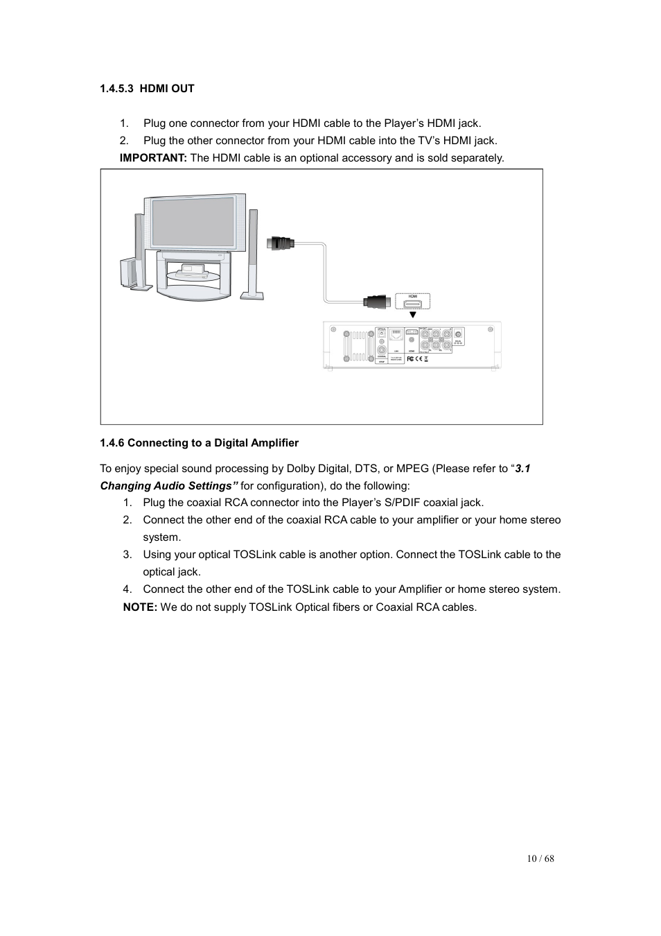 6 connecting to a digital amplifier | UEBO M200 Networked User Manual | Page 10 / 68