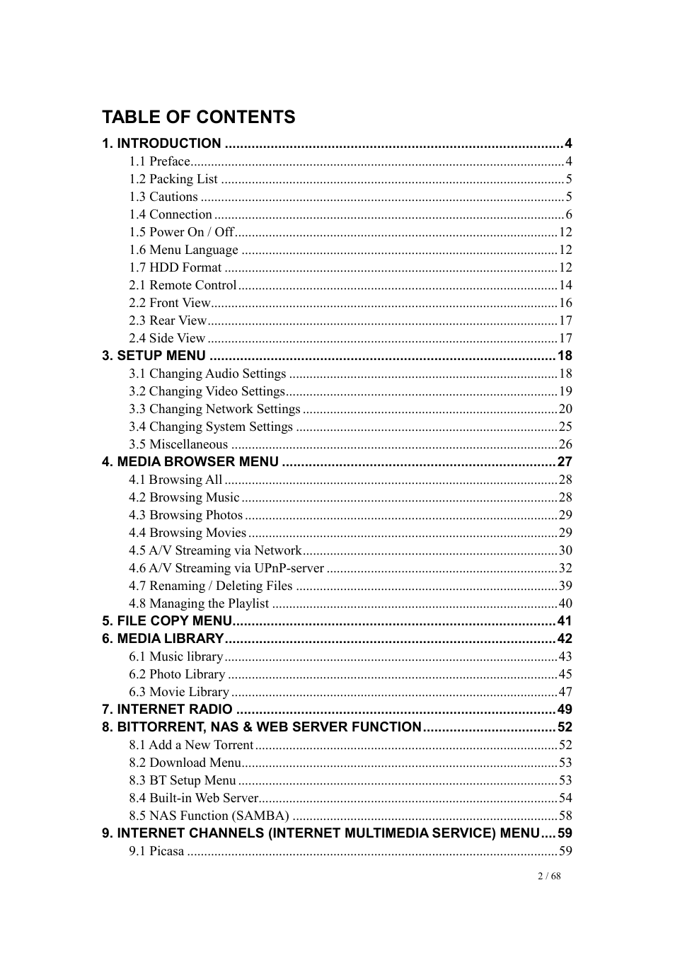UEBO M200 Networked User Manual | Page 2 / 68