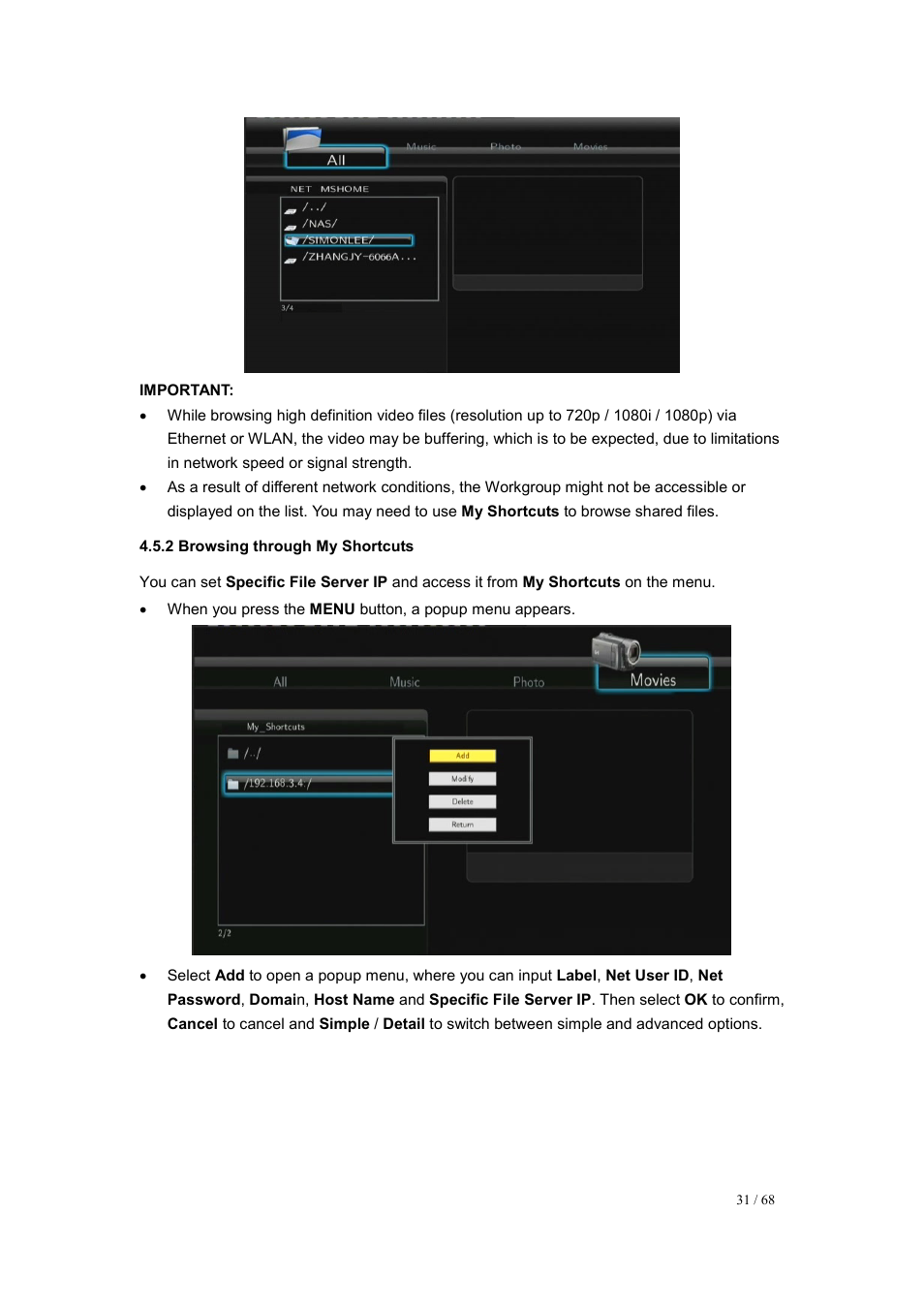 2 browsing through my shortcuts | UEBO M200 Networked User Manual | Page 31 / 68