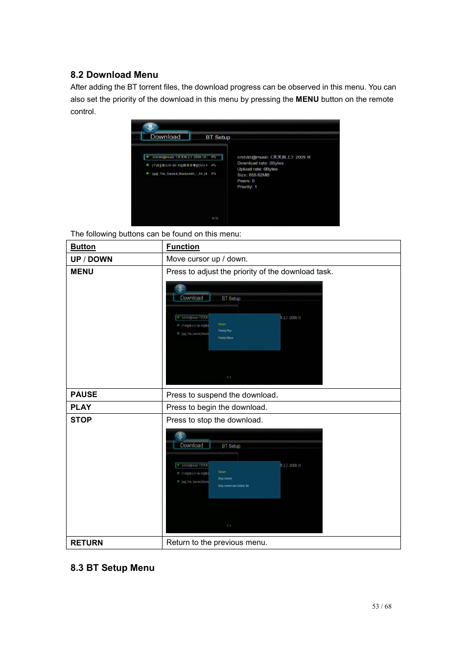 2 download menu, 3 bt setup menu | UEBO M200 Networked User Manual | Page 53 / 68