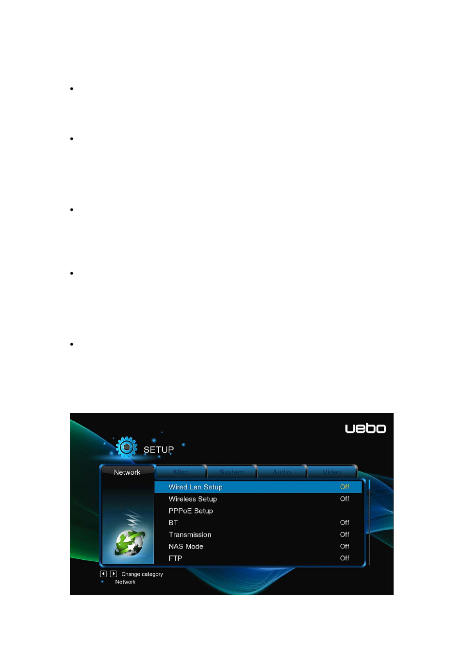 Plasma mode, Deep color, Screen size | 4 changing network settings | UEBO M400 WiFi 1080p User Manual | Page 20 / 59