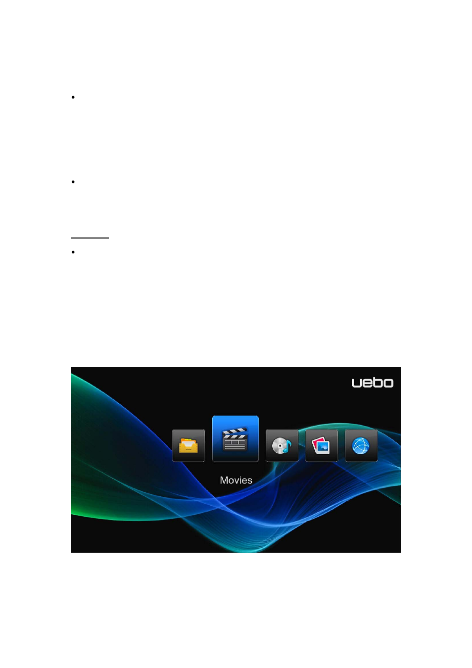 Pin protection, Folder protection, Password | 2 movie library, 1 movie library options | UEBO M400 WiFi 1080p User Manual | Page 26 / 59