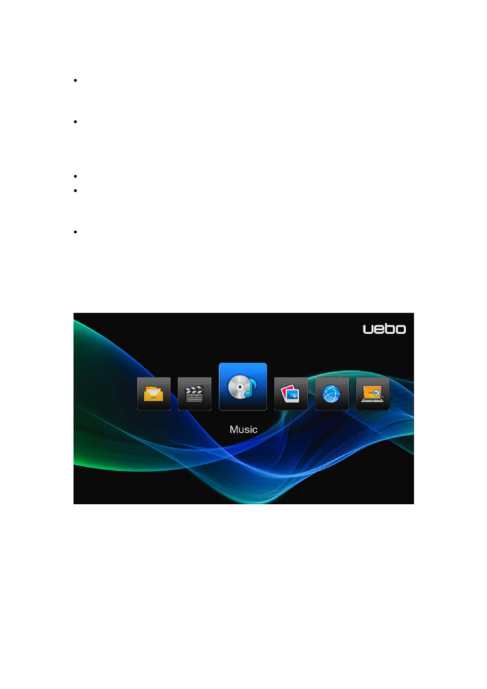 4 music library, 1 music library options | UEBO M400 WiFi 1080p User Manual | Page 32 / 59