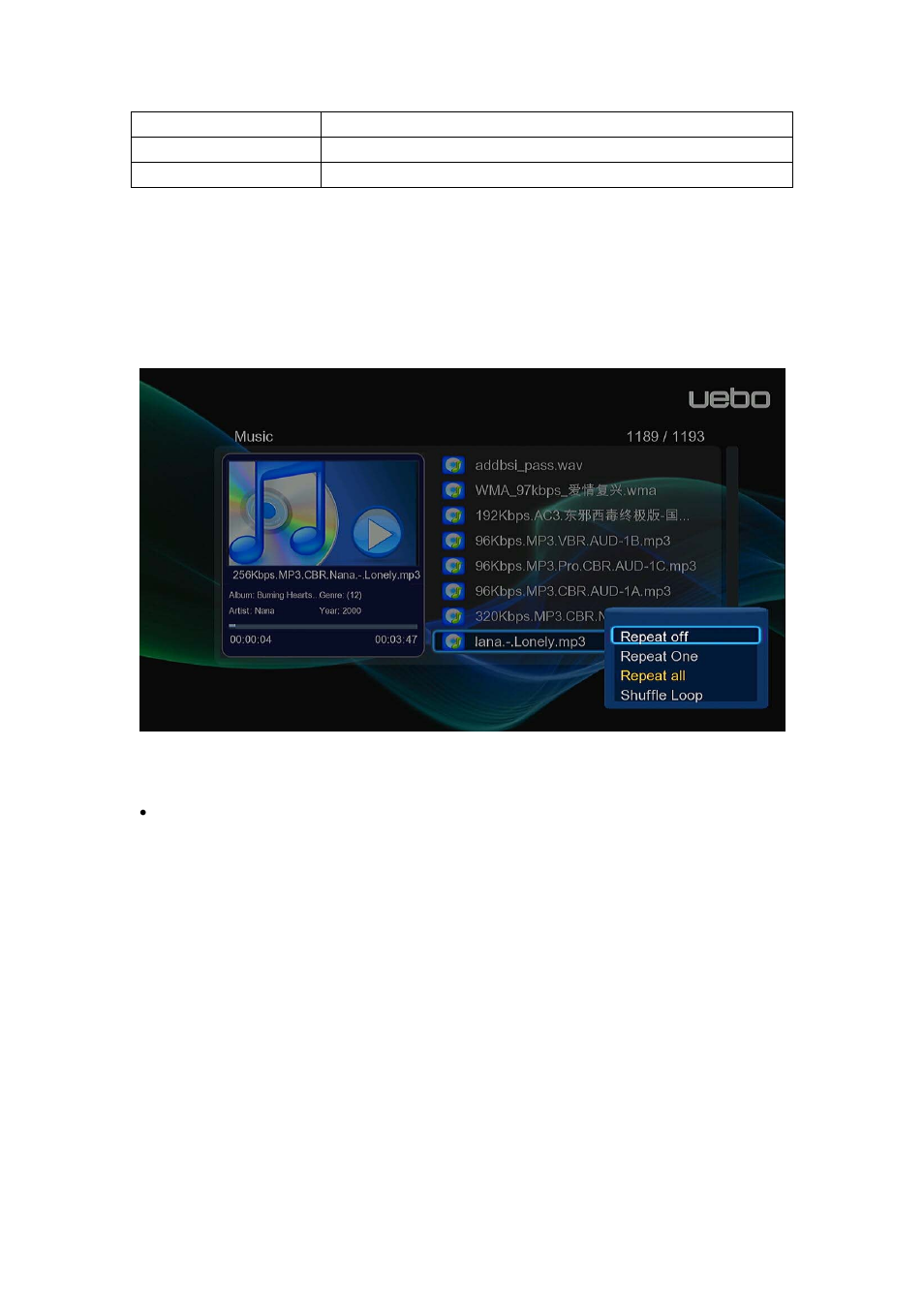 3 music playback options, 5 file manager | UEBO M400 WiFi 1080p User Manual | Page 34 / 59