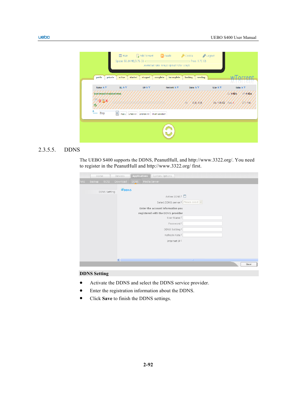 Ddns | UEBO S400 User Manual | Page 101 / 155