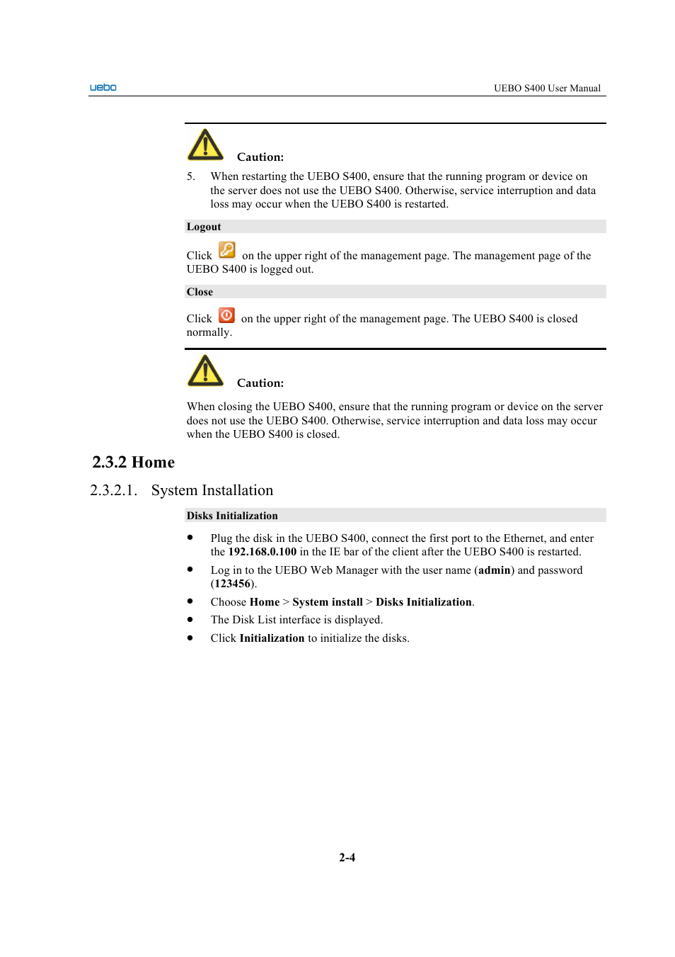 2 home, System installation | UEBO S400 User Manual | Page 13 / 155