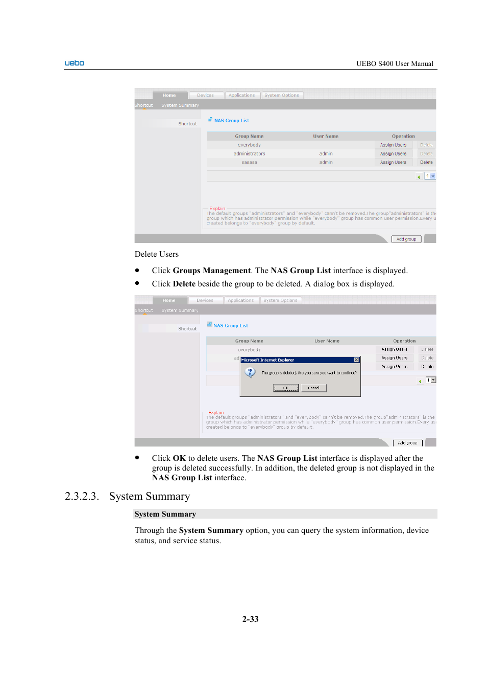 System summary | UEBO S400 User Manual | Page 42 / 155