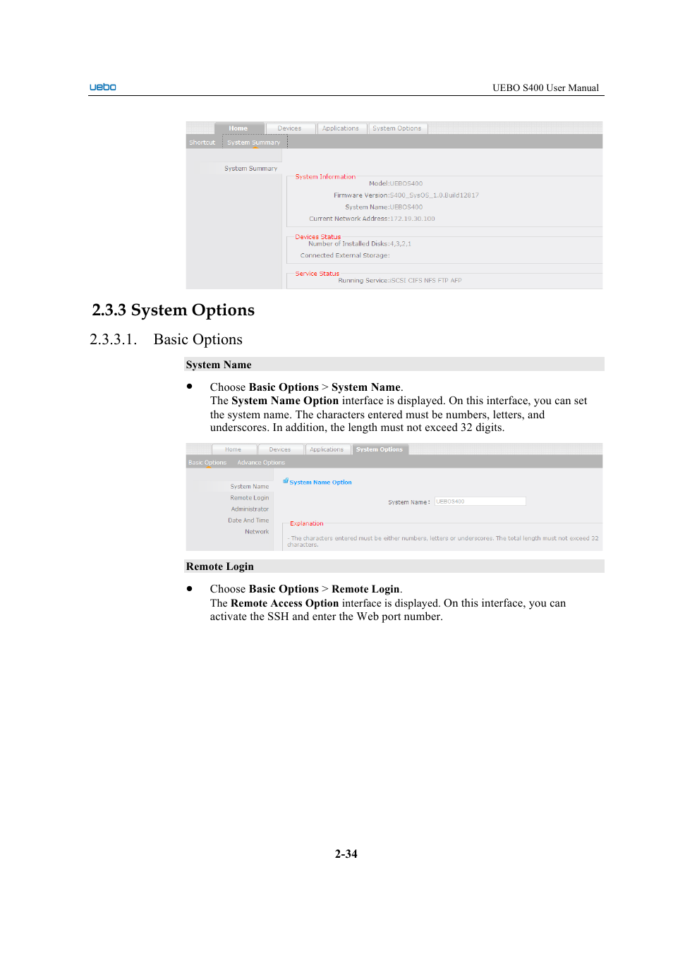 3 system options, Basic options | UEBO S400 User Manual | Page 43 / 155