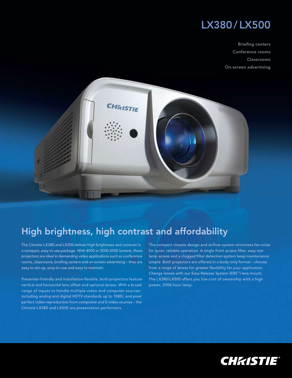 Christie Digital Systems LX500 User Manual | 2 pages