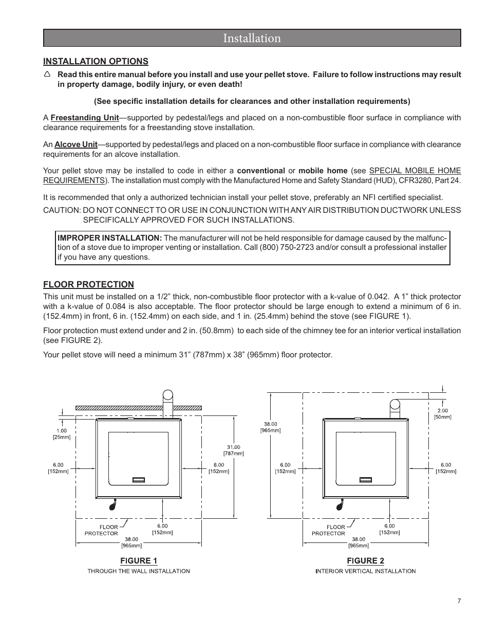 Installation | United States Stove Company 5520 User Manual | Page 7 / 28