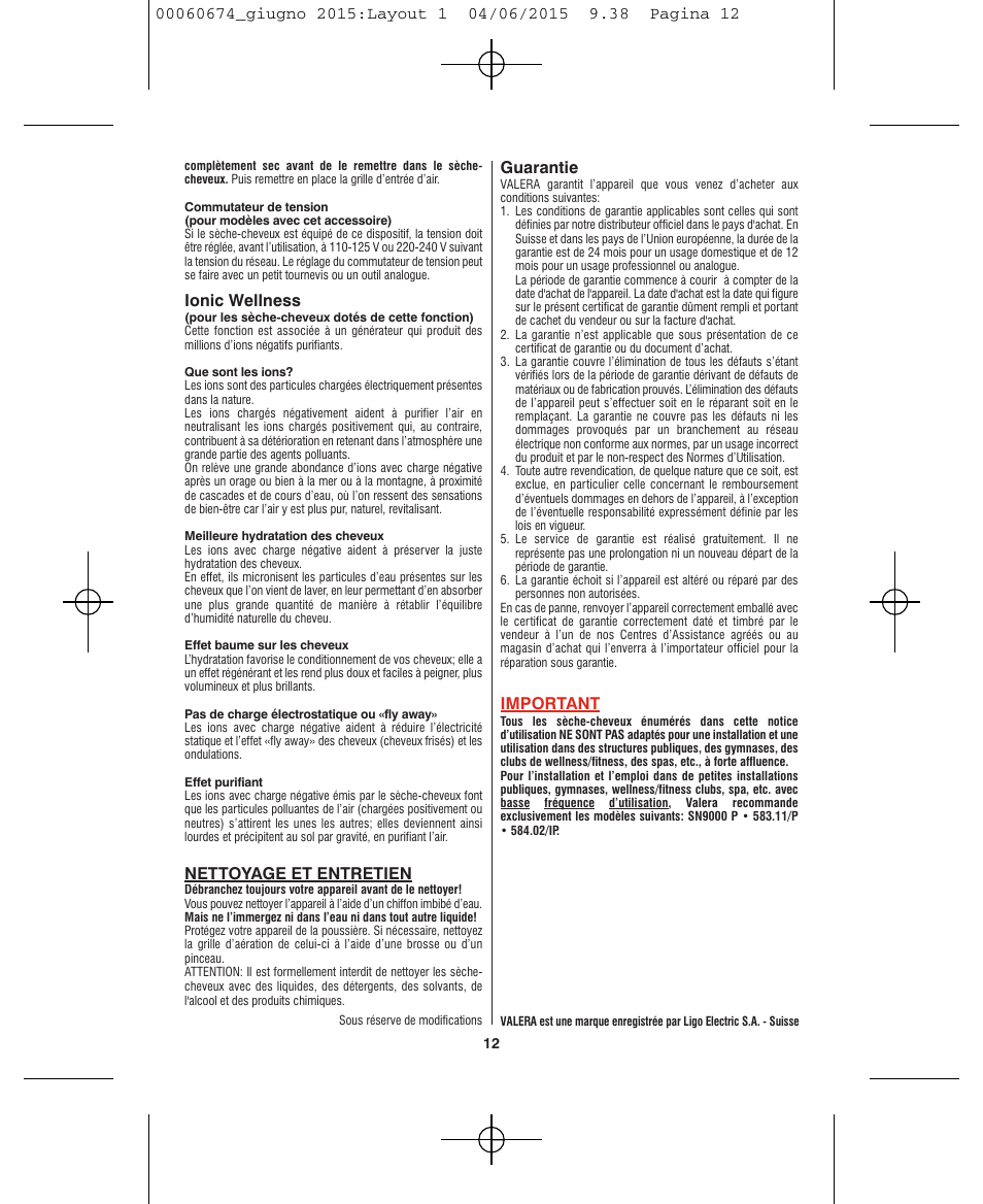 VALERA Swiss Power4ever 2400 W User Manual | Page 12 / 92