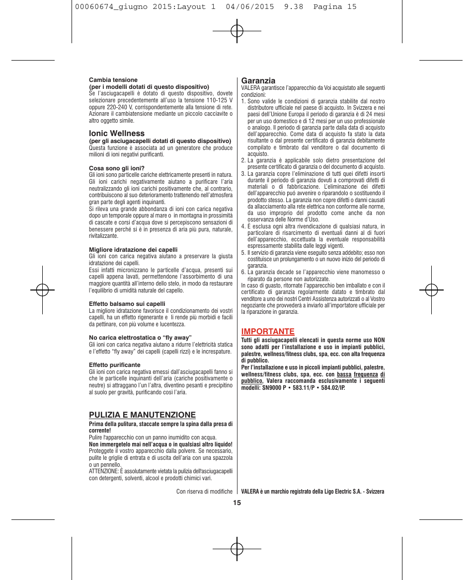 VALERA Swiss Power4ever 2400 W User Manual | Page 15 / 92