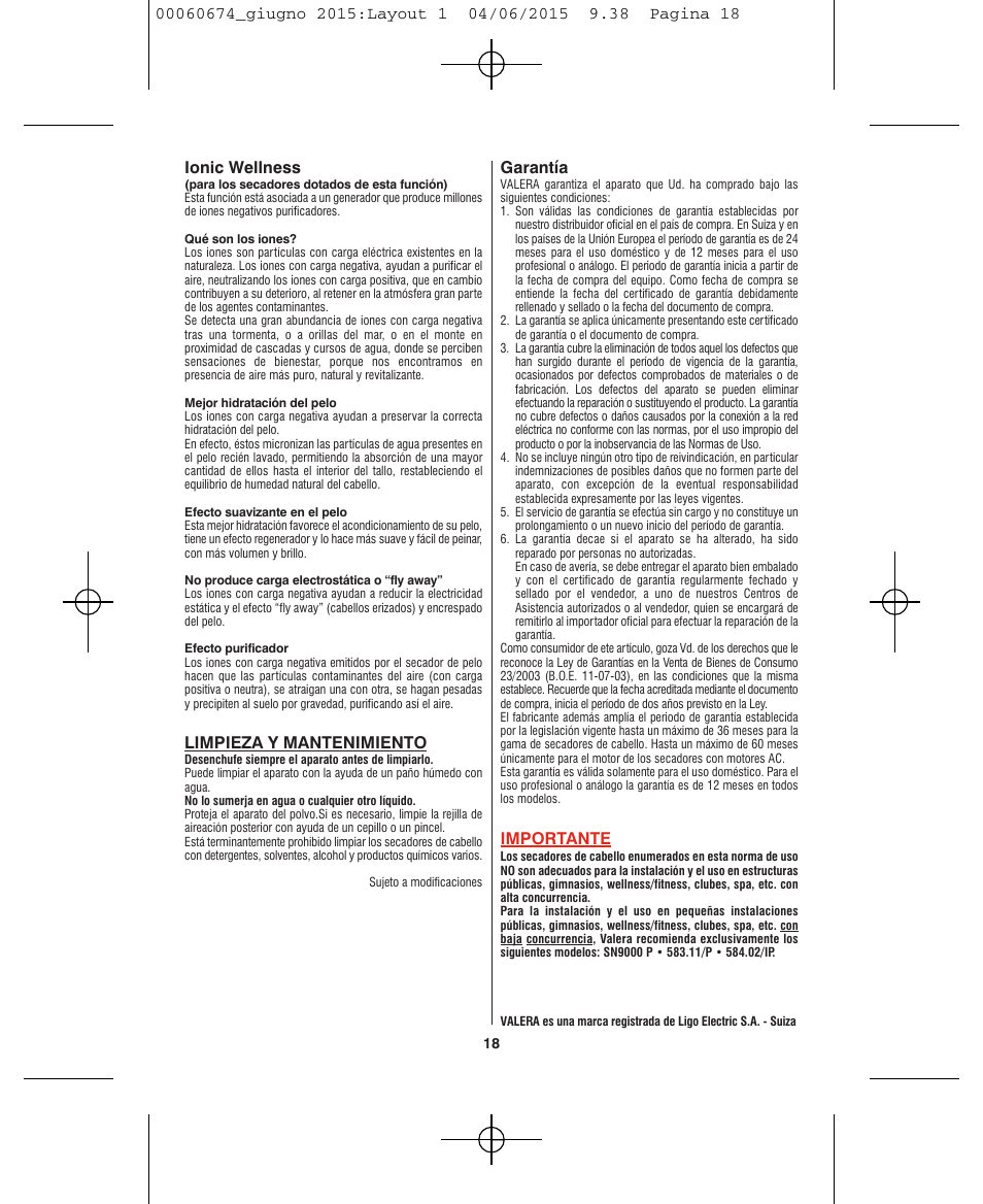 VALERA Swiss Power4ever 2400 W User Manual | Page 18 / 92