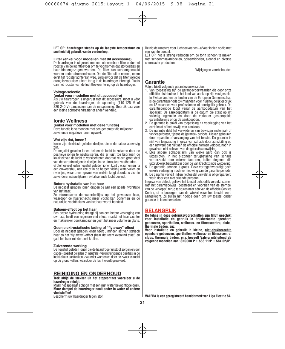 VALERA Swiss Power4ever 2400 W User Manual | Page 21 / 92