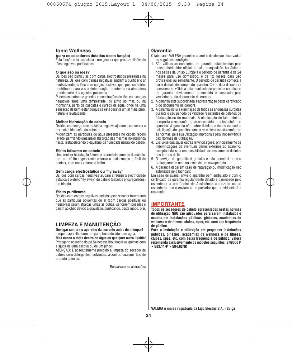 VALERA Swiss Power4ever 2400 W User Manual | Page 24 / 92