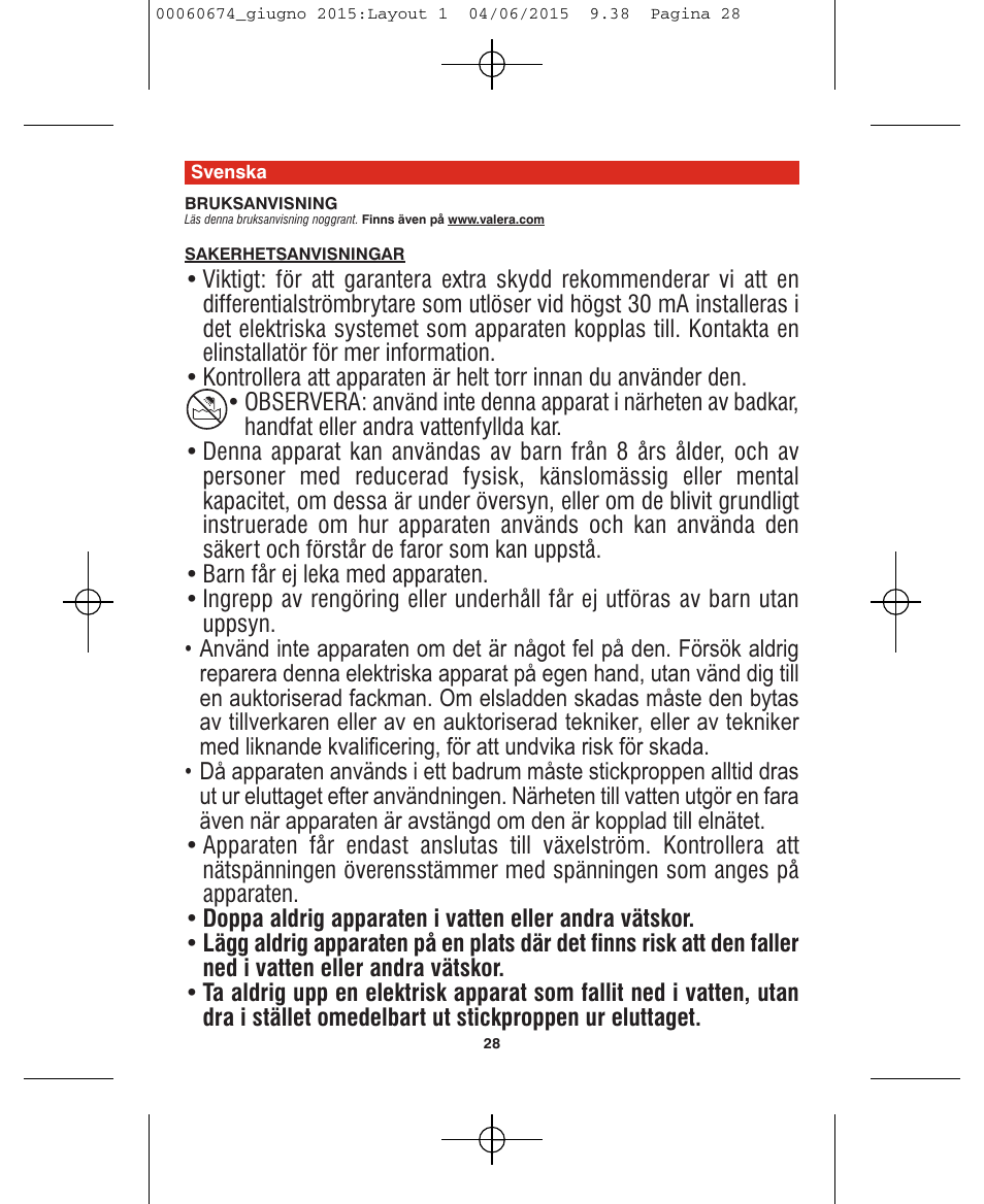 VALERA Swiss Power4ever 2400 W User Manual | Page 28 / 92