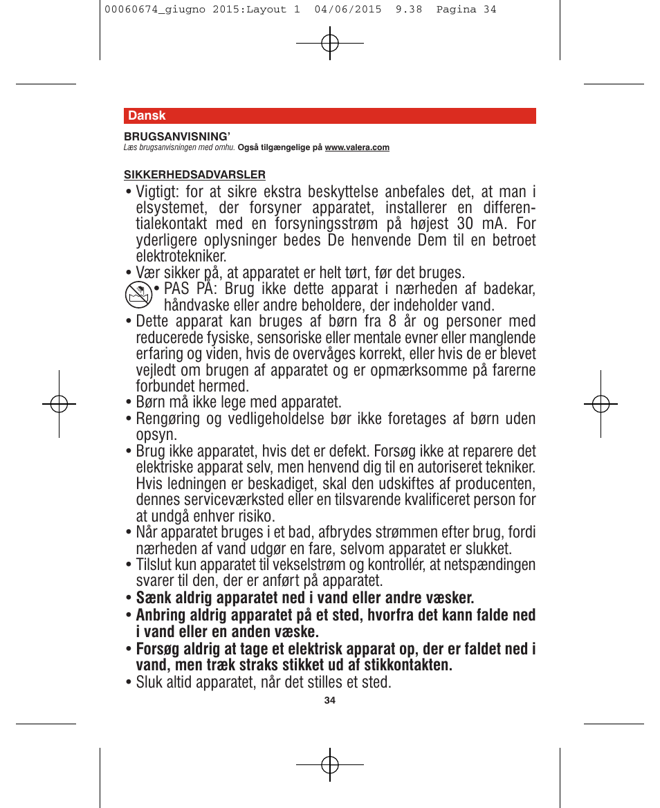 VALERA Swiss Power4ever 2400 W User Manual | Page 34 / 92