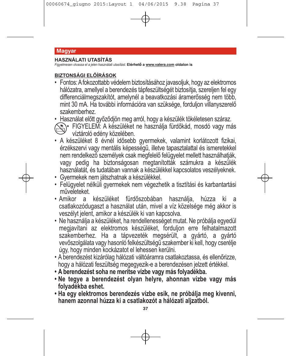 VALERA Swiss Power4ever 2400 W User Manual | Page 37 / 92