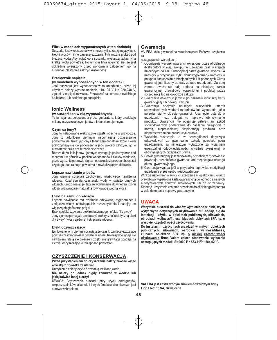VALERA Swiss Power4ever 2400 W User Manual | Page 48 / 92