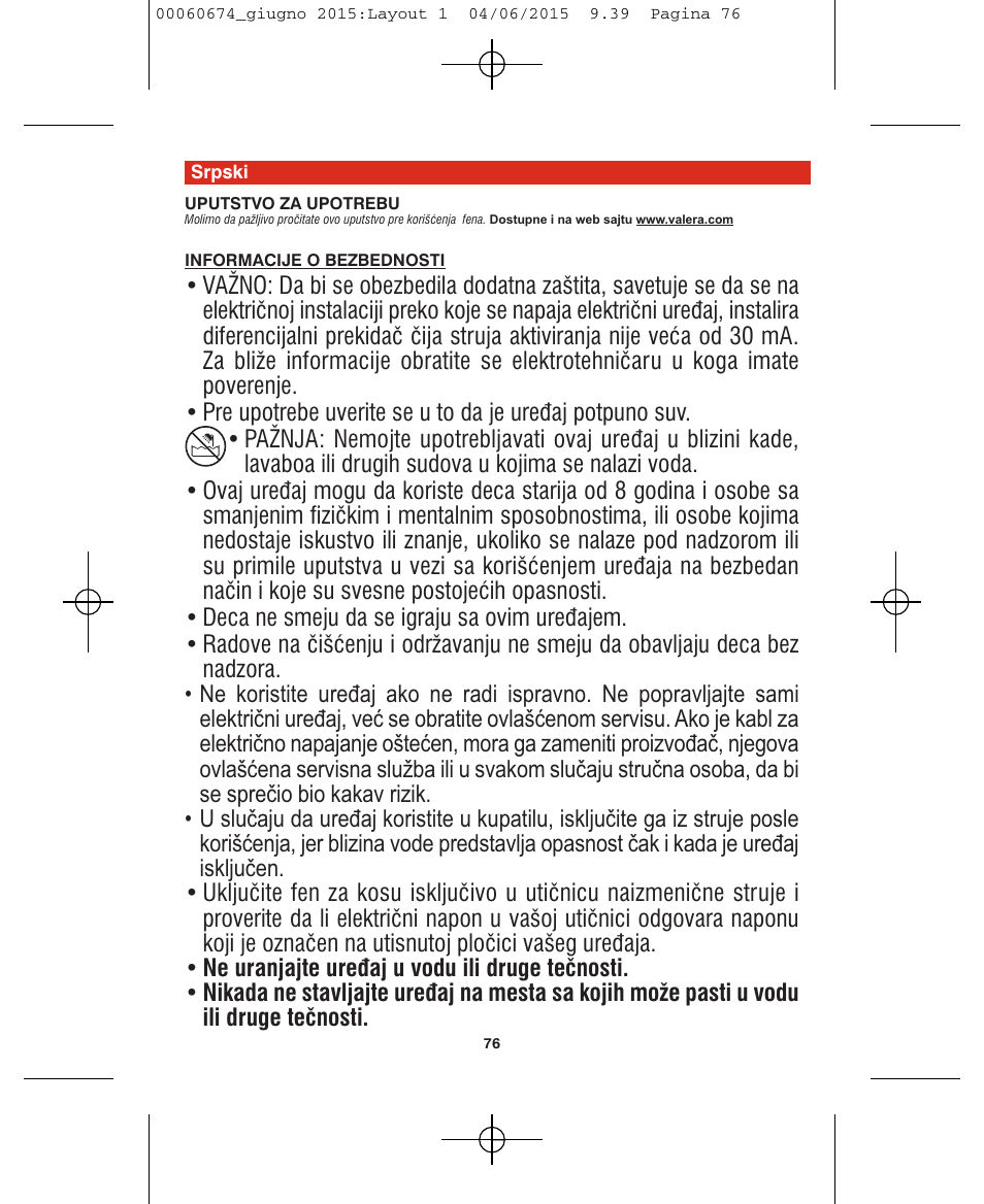 VALERA Swiss Power4ever 2400 W User Manual | Page 76 / 92