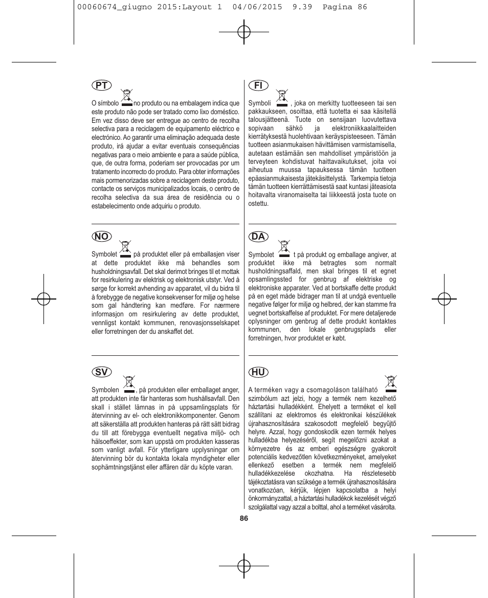 VALERA Swiss Power4ever 2400 W User Manual | Page 86 / 92