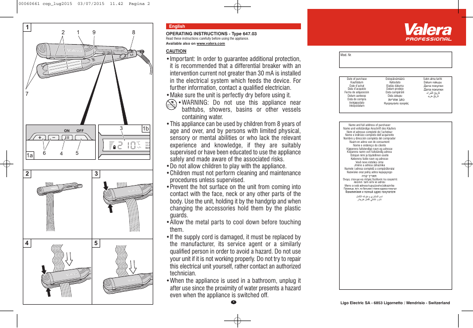 1b 1a, Caution, English | VALERA Wave Master Ionic User Manual | Page 2 / 94