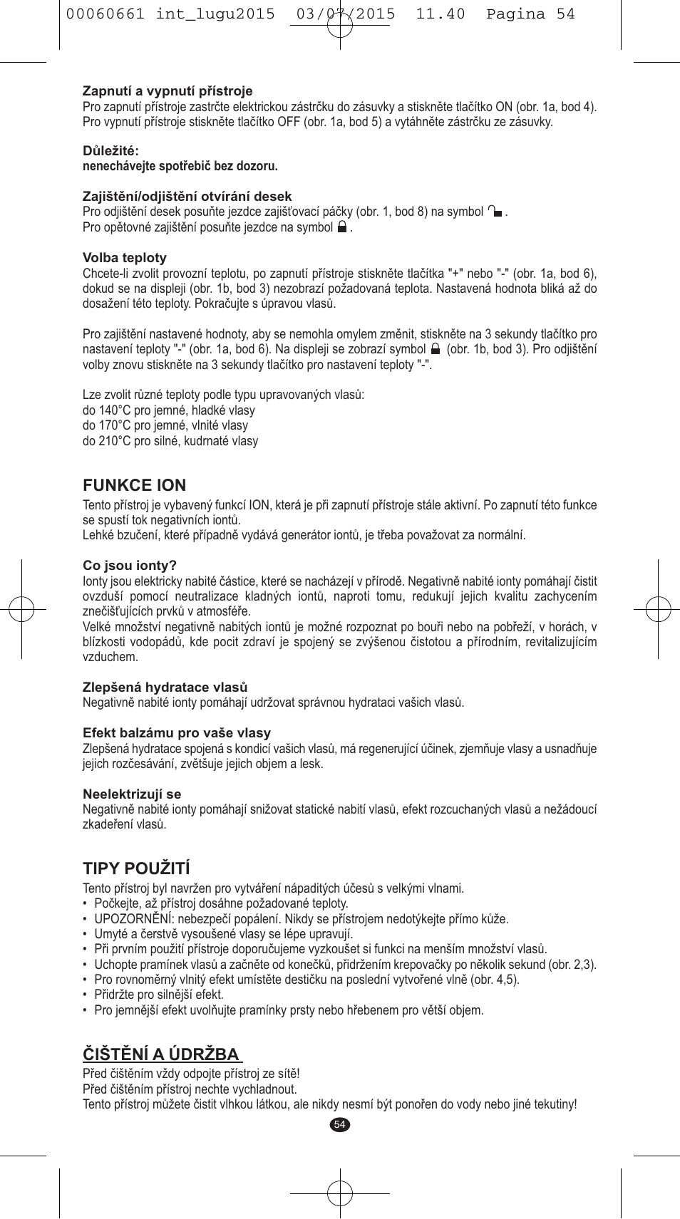 Funkce ion, Tipy použití, Čištění a údržba | VALERA Wave Master Ionic User Manual | Page 52 / 94