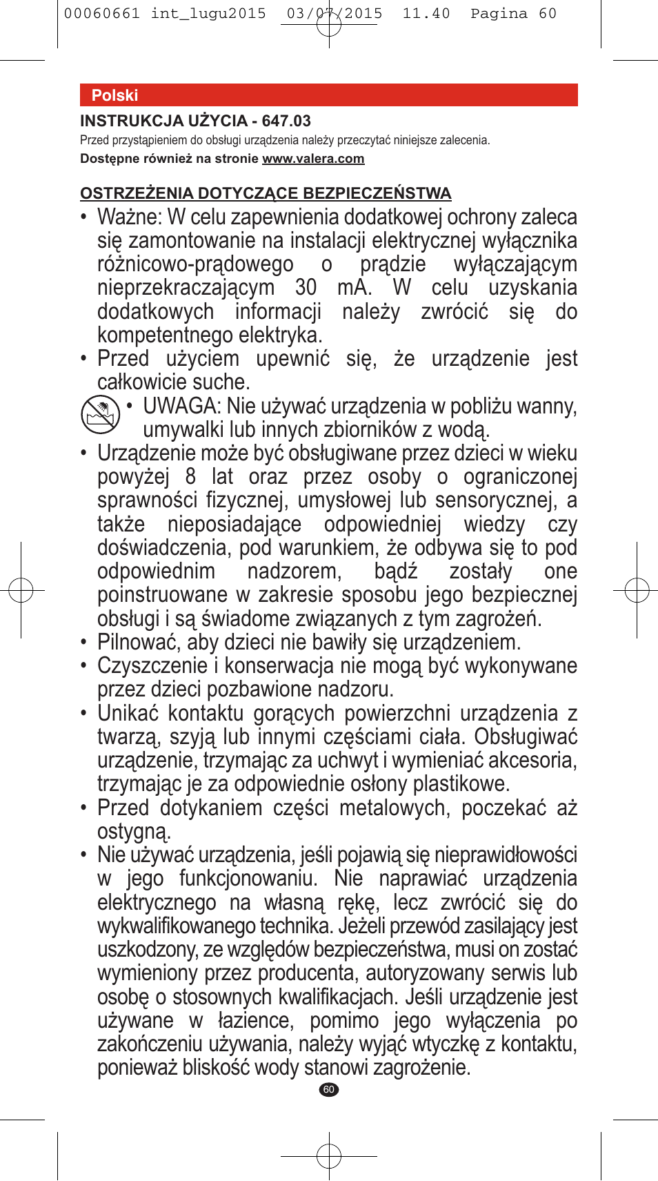 VALERA Wave Master Ionic User Manual | Page 58 / 94