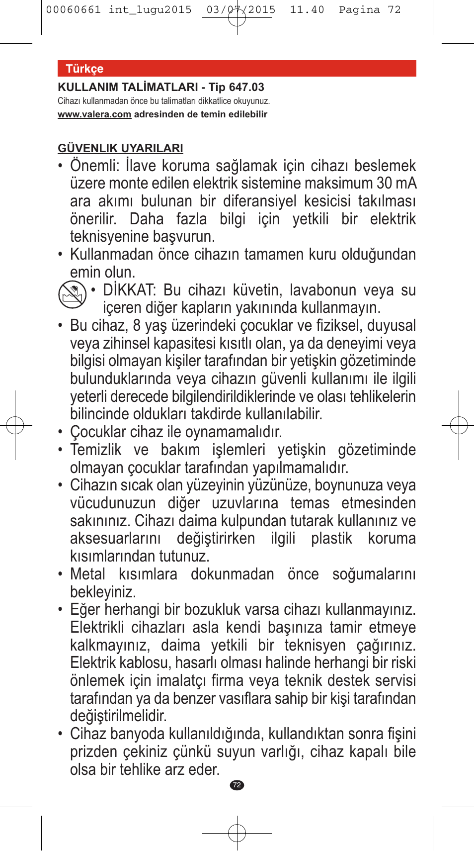 VALERA Wave Master Ionic User Manual | Page 70 / 94