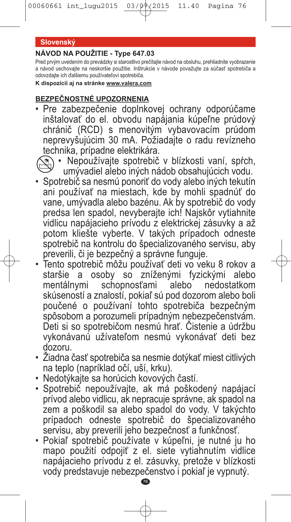 VALERA Wave Master Ionic User Manual | Page 74 / 94