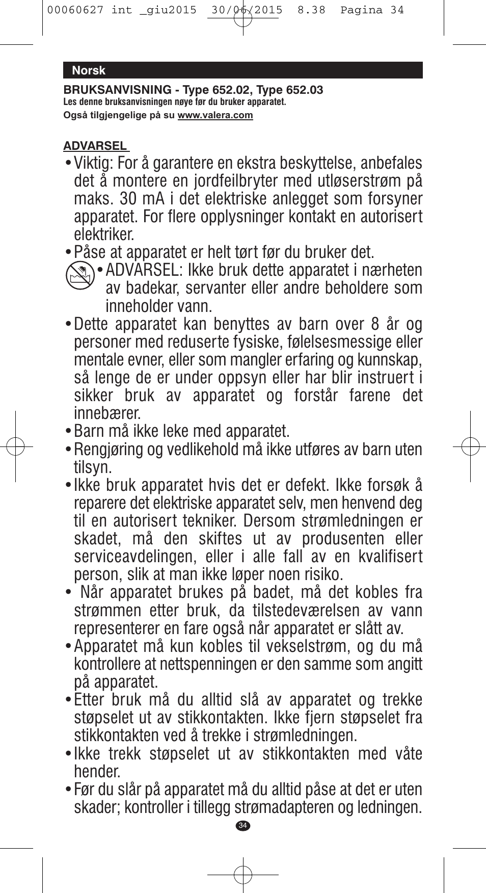 VALERA X-MASTER User Manual | Page 30 / 98