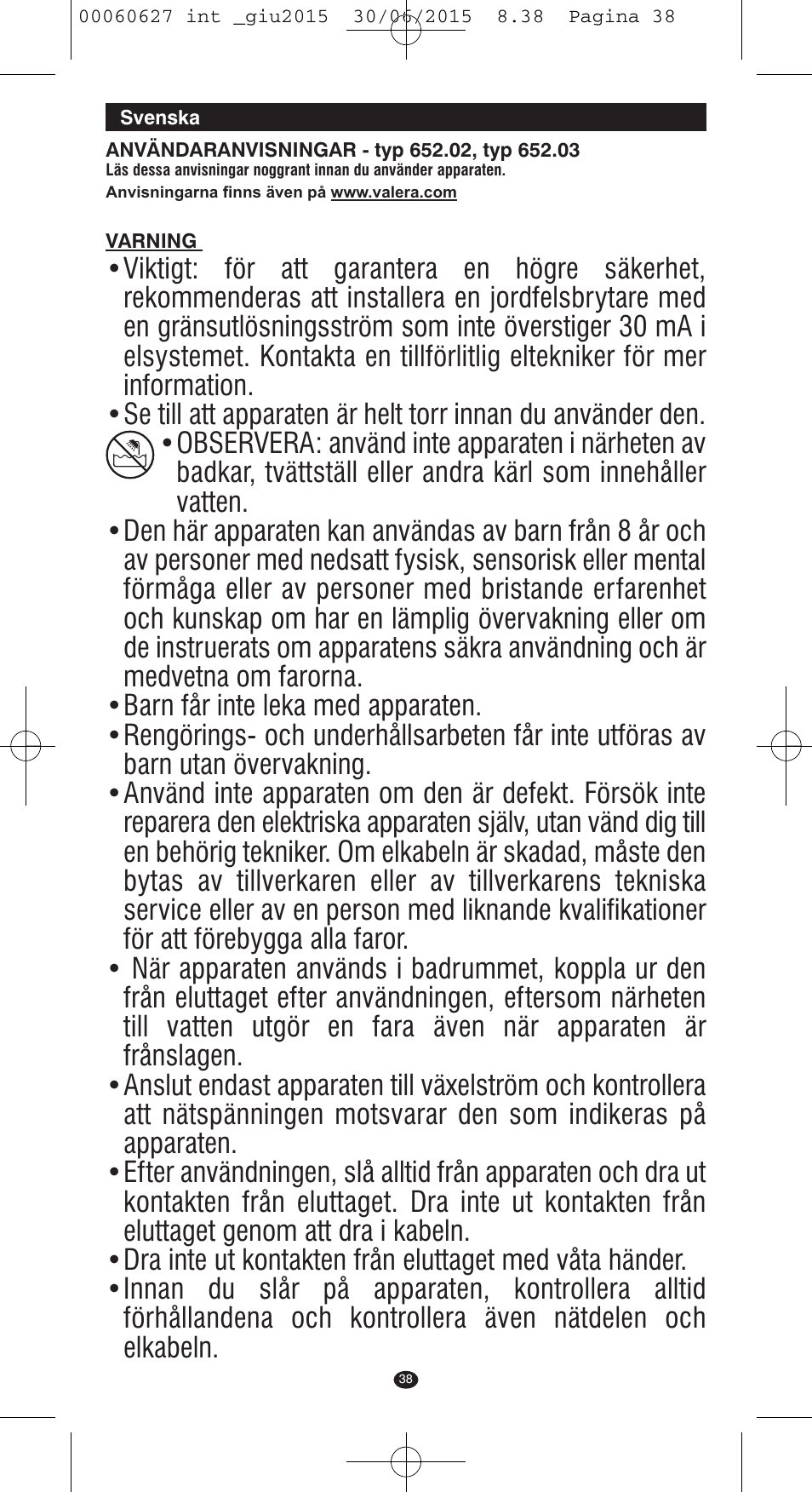 VALERA X-MASTER User Manual | Page 34 / 98