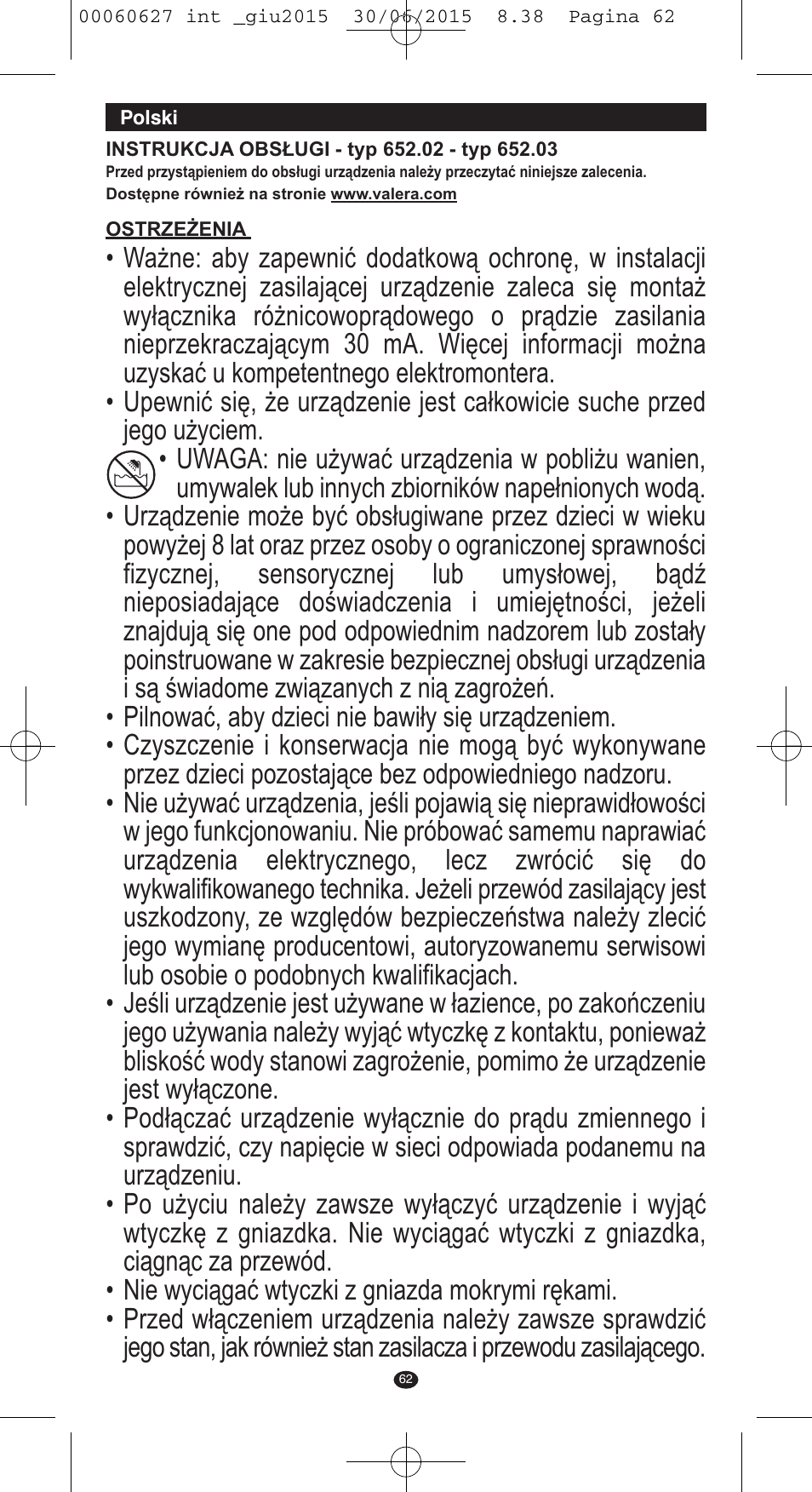 VALERA X-MASTER User Manual | Page 58 / 98