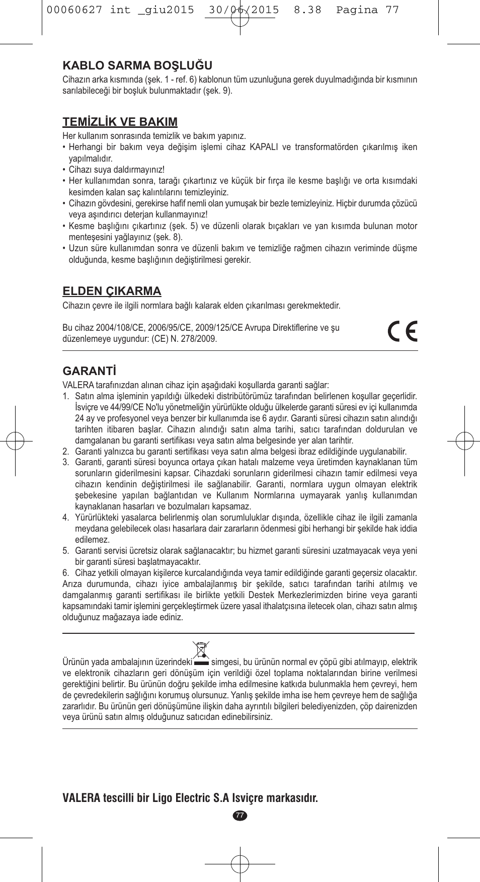 VALERA X-MASTER User Manual | Page 73 / 98