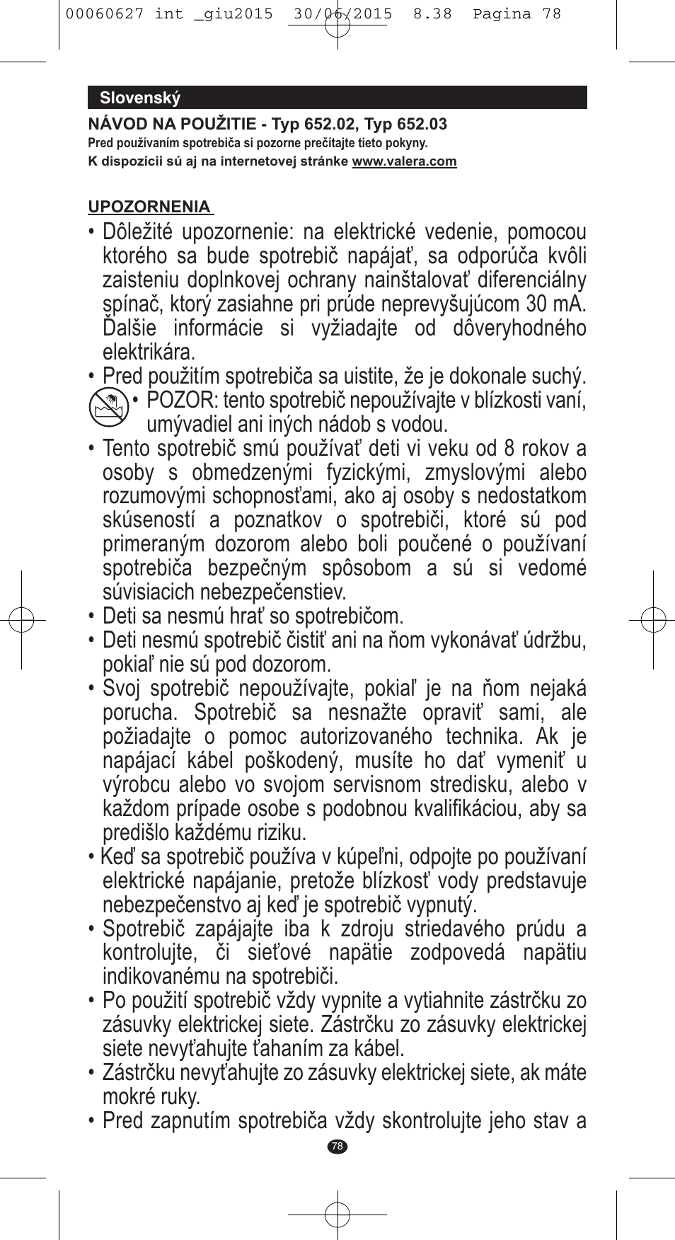 VALERA X-MASTER User Manual | Page 74 / 98