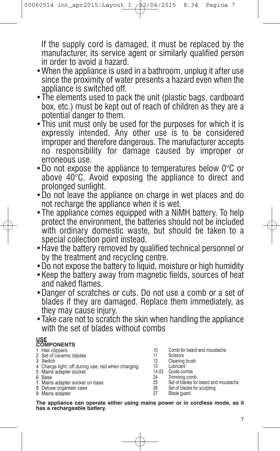 VALERA T-BLADE PROFESSIONAL User Manual | Page 3 / 106