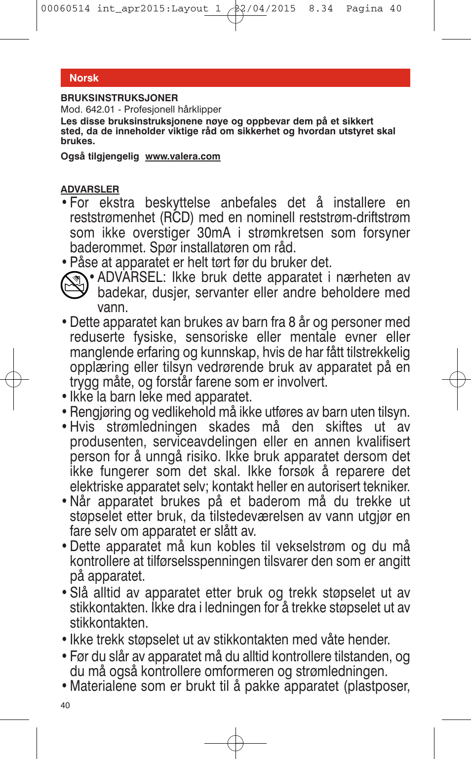 VALERA T-BLADE PROFESSIONAL User Manual | Page 36 / 106